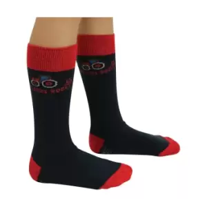 Image of Hy Childrens/Kids Tractors Rock Socks (Pack Of 3) (8 UK Child-12 UK Child) (Navy/Red)