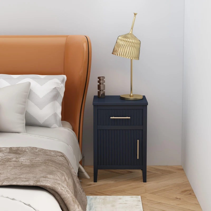 Image of Cabinet Bits Monti 1 Drawer 1 Door Bedside Table in Grey Grey Unisex