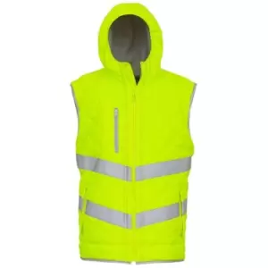 Image of Yoko Womens/Ladies Kensington Hi-Vis Hooded Gilet (3XL) (Yellow) - Yellow
