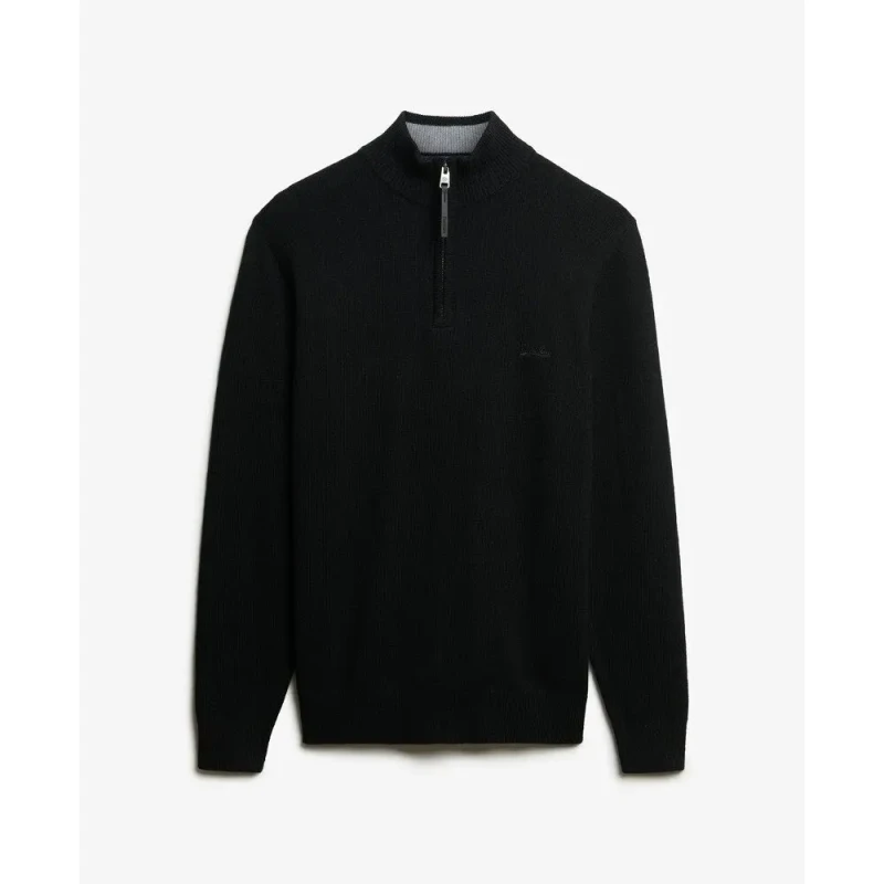Image of Superdry Wool blend jumper with a funnel neck Superdry Noir Male S