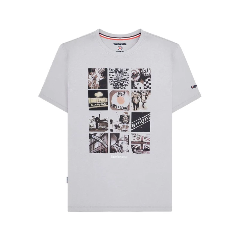 Image of Lambretta Lambretta Men SS24 Photo Print T-Shirt in Grey Size: Medium Grey M Male 5063703651189