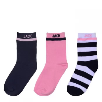 image of Jack Wills 3pk Ankle Socks ChG21 - Navy/Pink