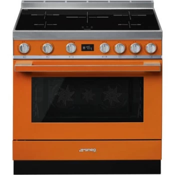 image of SMEG Portofino 90cm Pyrolytic Induction Range Cooker - Orange