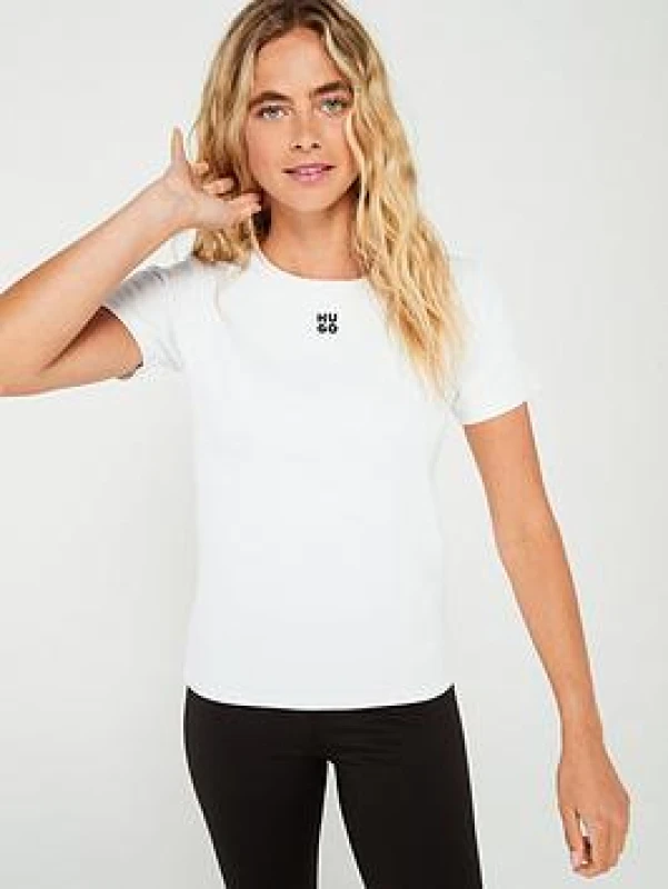 Image of Hugo Womens Regular Fit Logo T-Shirt - White Female 8
