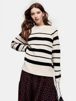 image of Topshop Pleat Back Stripe Jumper - Ivory