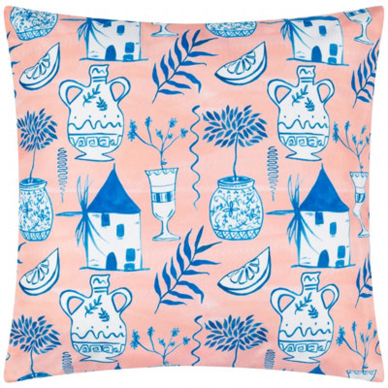 Image of Furn Furn Aegina Printed Outdoor Cushion in Peach Peach One Size Unisex 5025532850980