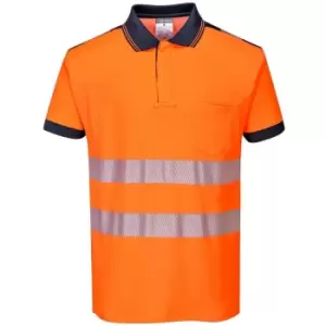 PW3 Vision Hi Vis Polo Shirt Orange / Navy XL