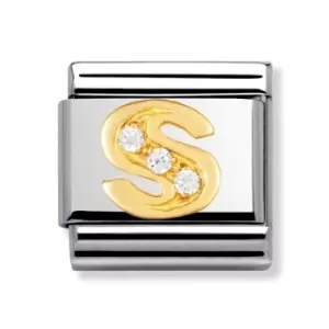 image of Nomination Classic Gold & CZ Letter S Charm