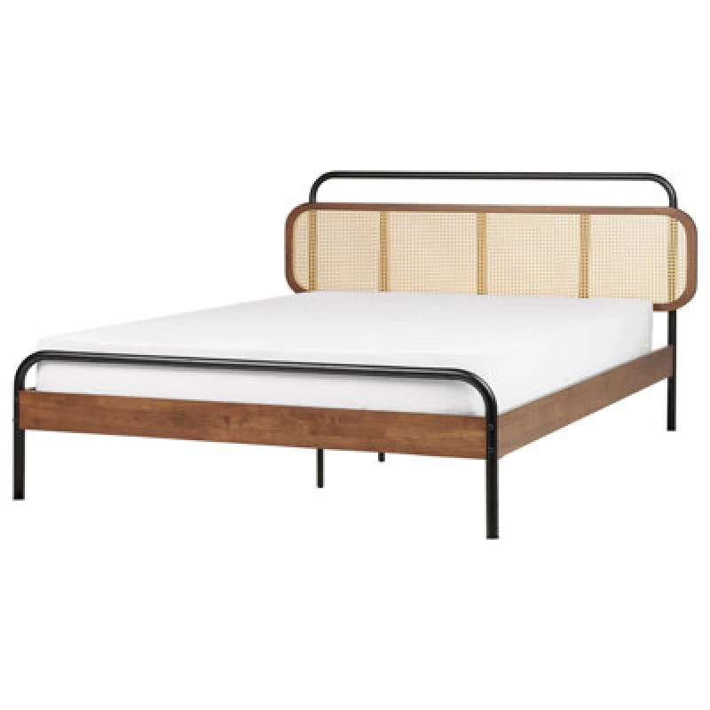 Image of Beliani Bed Rattan Boussicourt 180 X 200 Cm (Eu Super King) Dark Brown