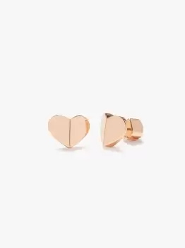 image of Heritage Spade Small Heart Studs - Rose Gold - One Size