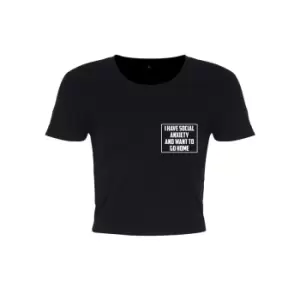 Image of Grindstore Womens/Ladies Social Anxiety Crop Top (XS) (Black)