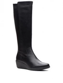 Image of Clarks Unstructured Un Tallara Esa Knee High Boot - Black