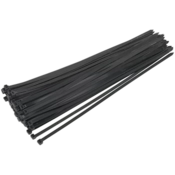 Image of Sealey Black Cable Ties 650mm 12mm