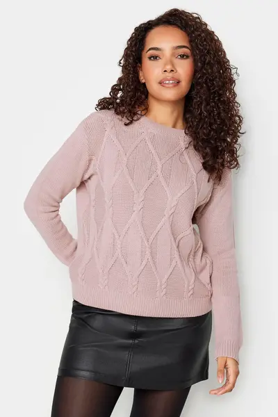 image of M&Co Cable Knit Jumper Pink