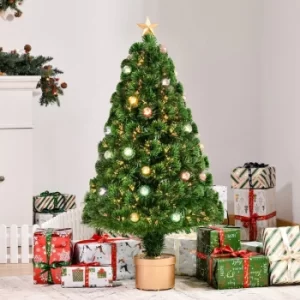 image of Christmas Time 4FT Prelit Artificial Christmas Tree Fiber Optic Xmas Tree w/ Golden Stand