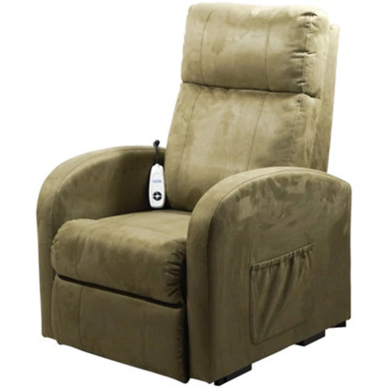 Image of Loops Single Motor Rise and Recline Lounge Chair - Sage Coloured Suedette Material Multi