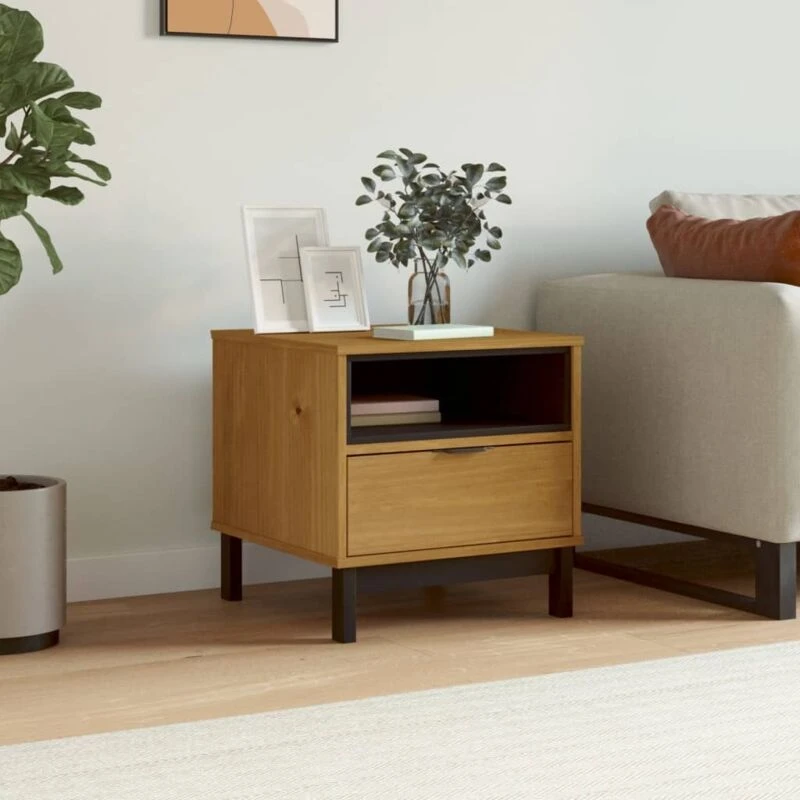 Image of Vidaxl Side Table Flam 50X50X50 Cm Solid Wood Pine, Brown 357823