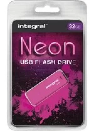 Image of Integral INFD32GBNEONPK 32GB Neon Pink USB 2.0 Flash Drive
