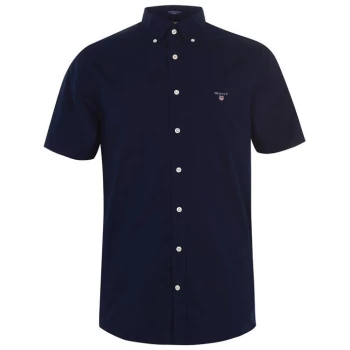 Image of Gant Short Sleeve Broadcloth Shirt - Blue