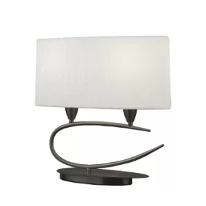 Lua Table Lamp 2 Light E27, Satin Nickel with White Shade