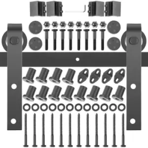 Image of VEVOR Sliding Barn Door Hardware Kit, 14FT Barn Door Kit, 330LBS Load-Bearing Double Barn Door Hardware Kit, Carbon Steel Barn Door Track, Darn Door