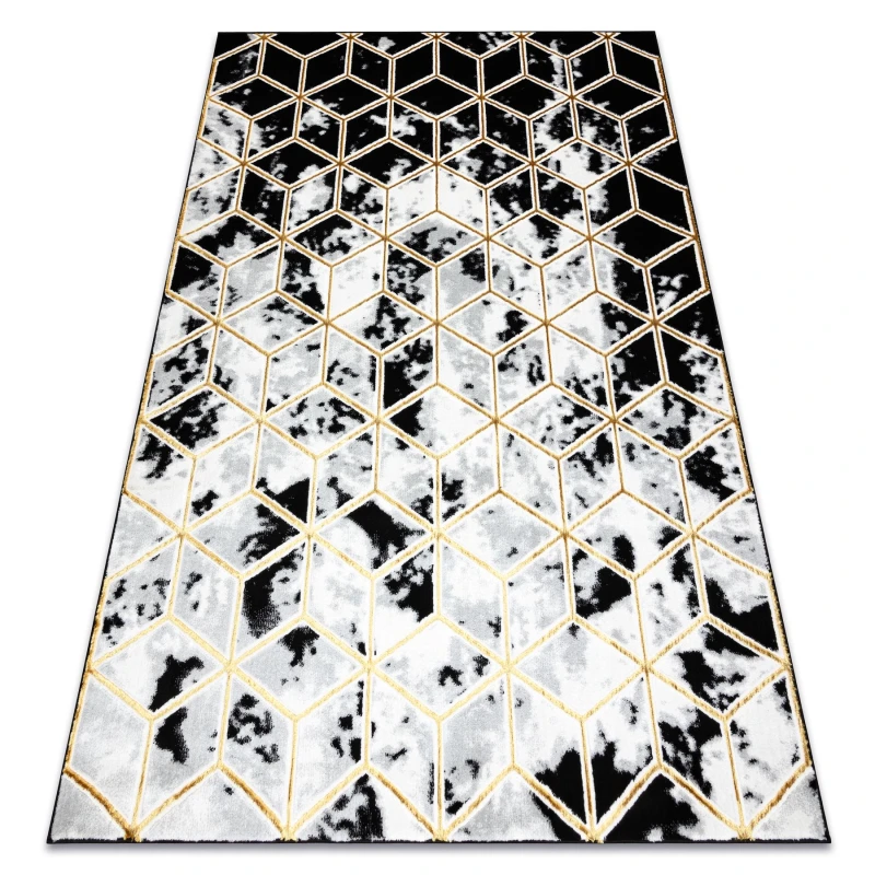 Image of RugsX Carpet Allure 1966 Cube 3D - Structural, Stylish, Glamour Black / Gold 120X170 Cm