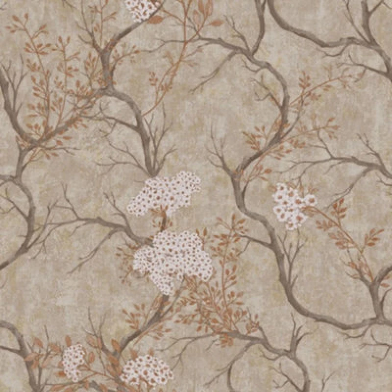 Image of Rasch Vasari Albero Mocha & Copper Floral Tree Metallic Heavyweight Wallpaper 400419