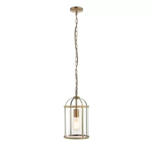 Image of Lambeth 1 Light Ceiling Pendant Antique Brass, Glass, E27