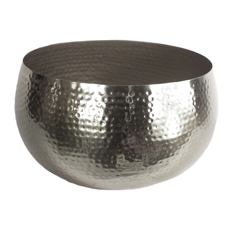 Image of Leaf Leaf XL Metal Bowl Planter 32 x 20cm Hammered Silver Colour - Straight Edge Silver