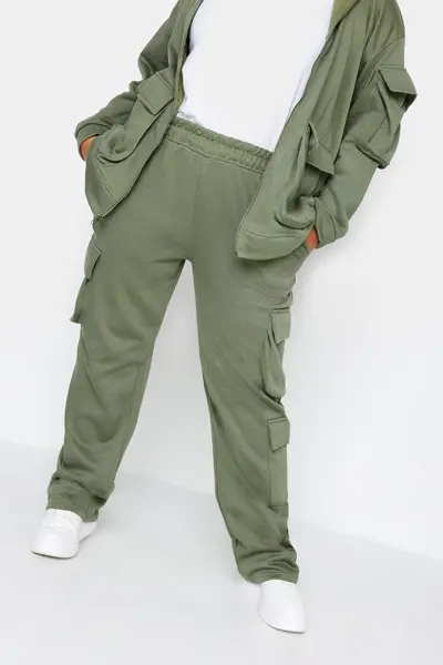 Image of Yours Straight Leg Cargo Joggers Green