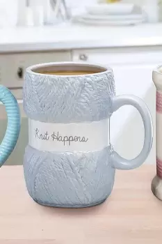Image of Knit Happens Knitting Mug - Grey - Ceramic