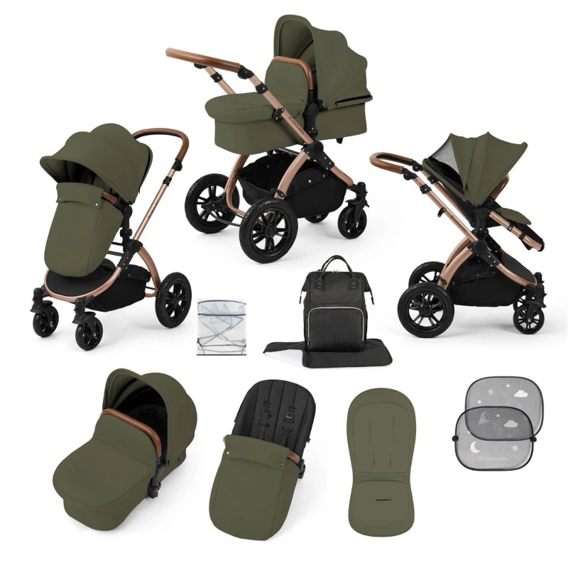 Image of Ickle Bubba STOMP LUXE 12 PIECE TS WITH I-SIZE NIMBUS CAR SE Travel Systems one Bronze / Woodland / Tan 39179679055