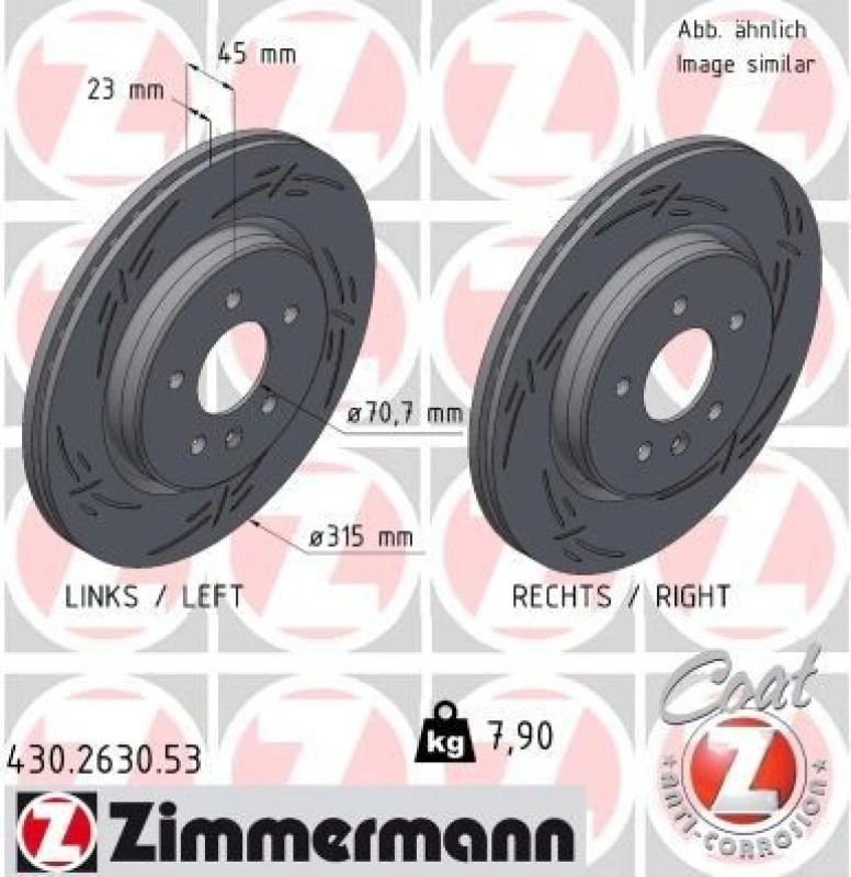 Image of ZIMMERMANN Brake disc ZIMMERMANN 430.2630.53