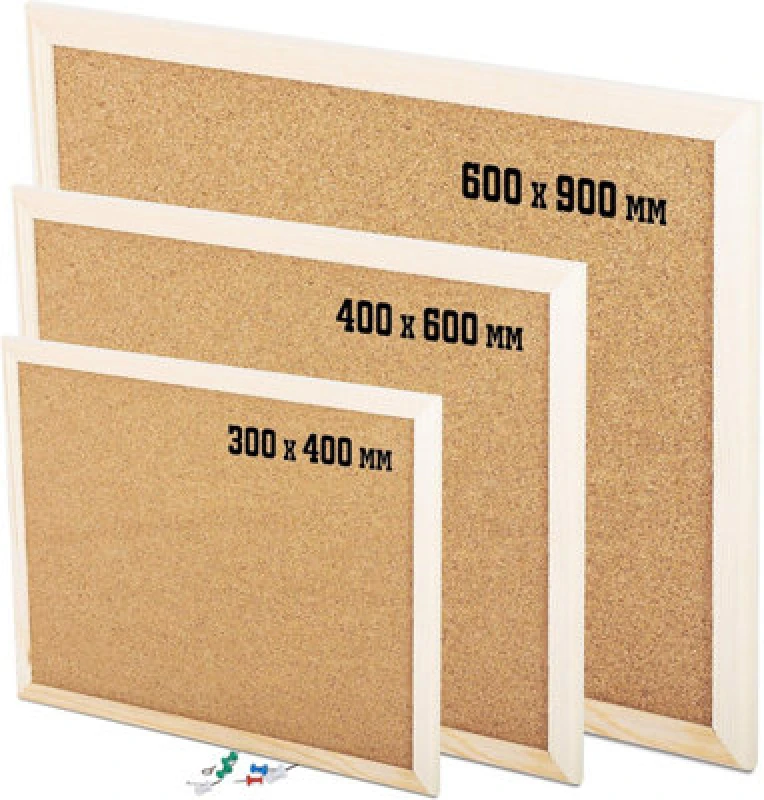 Image of KAV Cork Boards Office Memo School Classic Wood Natural Frame Board Brown