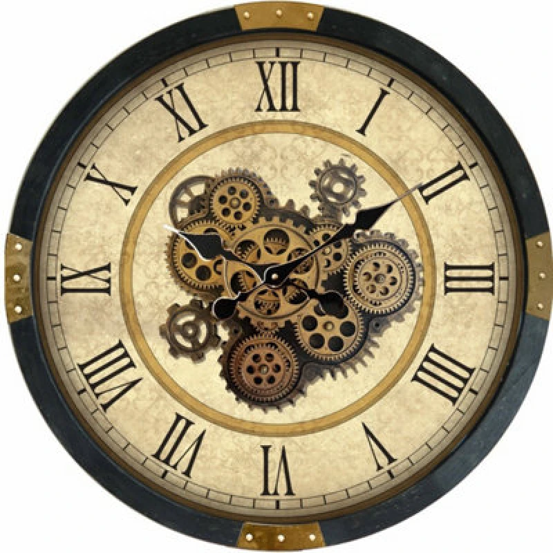 Image of Minster 64Cm Gear Clock - Metal - L8 X W64 X H64cm - Black Frame