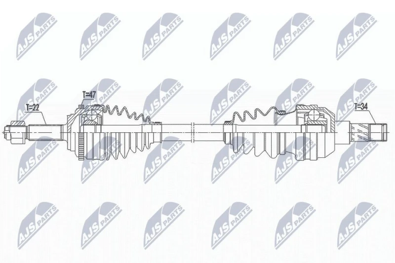 Image of NTY NPW-DW-039 Drive shaft Front Axle Left Drive Shaft (13)