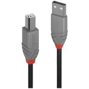 Image of LINDY USB cable USB 2.0 USB-A plug, USB-B plug 0.2 m Black, Grey 36670