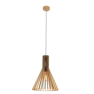 Image of Smukt Wire Frame Pendant Ceiling Light Black Matt, Wood Blank, Metal