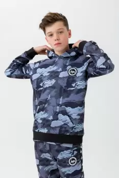 image of HYPE BOYS GREY GLOOM CAMO CREST HOODIE