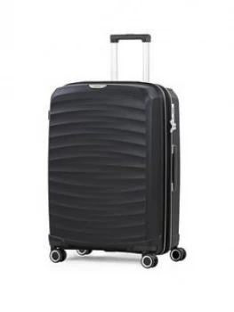 image of Rock Luggage Sunwave NT56201 8 Wheel Medium Black Suitcase