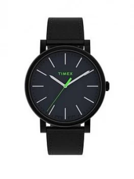 image of Timex Timex Originals 42Mm Black Leather Strap Watch