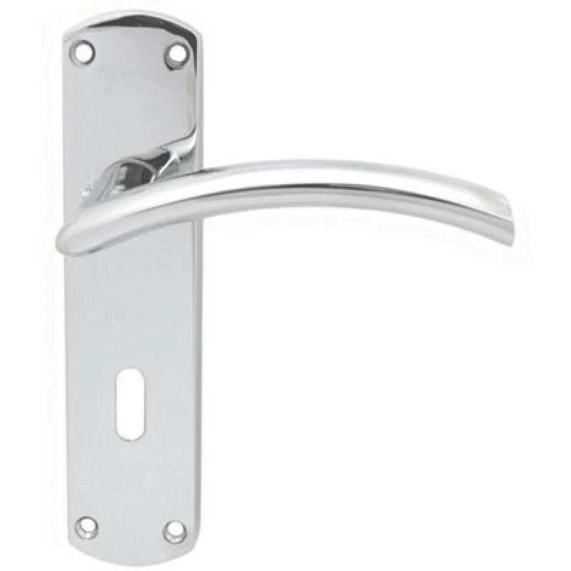 Image of Loops Arched Lever on Lock Backplate Door Handle 170 x 42mm Polished Chrome Multi