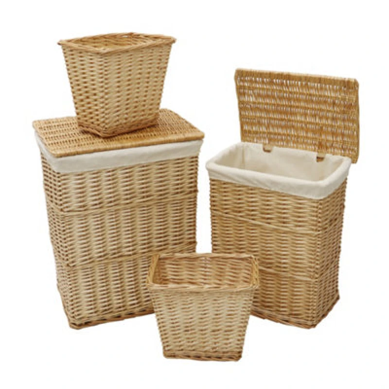 Image of JVL Acacia Set of 4 Rectangular Willow Baskets Laundry Baskets Set Beige 39063104000