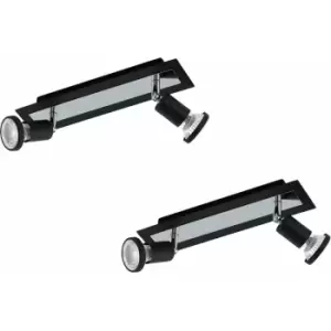 Image of 2 pack Wall Ceiling 2 Spot Light Colour Black Chrome Shade & Back Plate GU10 5W