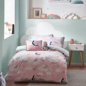 Image of Peter Rabbit Sleepy Head Pink Duvet Cover and Pillowcase Set Pink