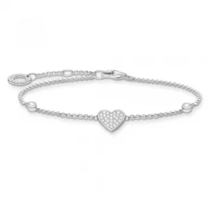 Image of THOMAS SABO Silver Pave Heart Bracelet A1992-051-14-L19V