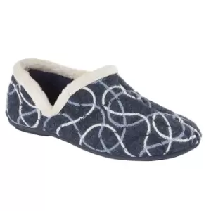 Image of Sleepers Womens/Ladies Karen Knitted Patterned V Sided Slippers (4 UK) (Blue)
