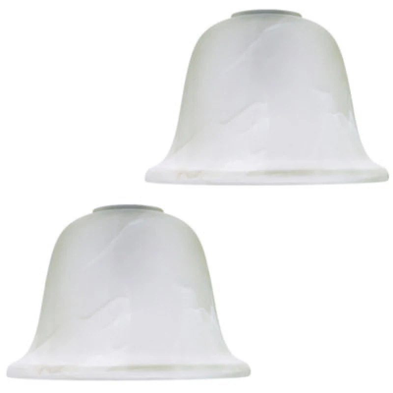 Image of Happy Homewares Pair Of White Alabaster Glass Shades With Traditional Shape For E14 And E27
