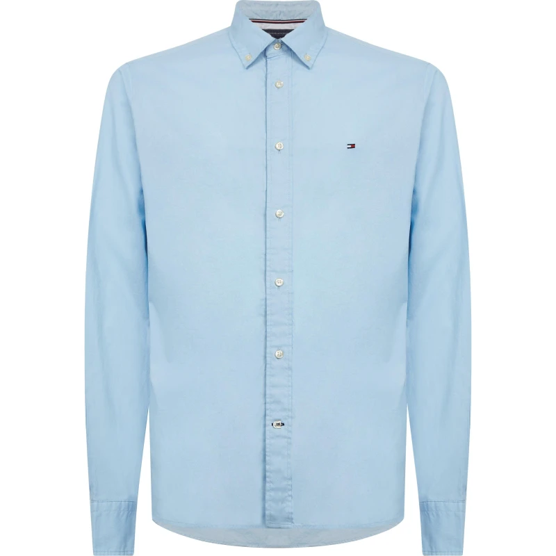 Image of Tommy Hilfiger Core Flex Long Sleeve Poplin Shirt - Blue Blue XS