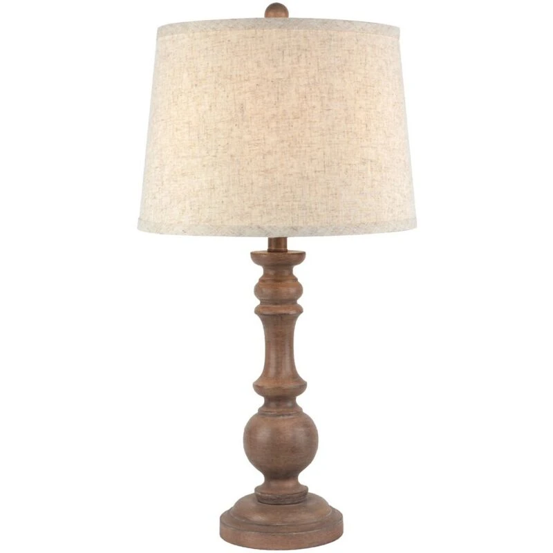 Image of Hill Interiors Seraphia Table Lamp With Edged Linen Shade - Resin - L35 X W35 X H70 Cm - Brown